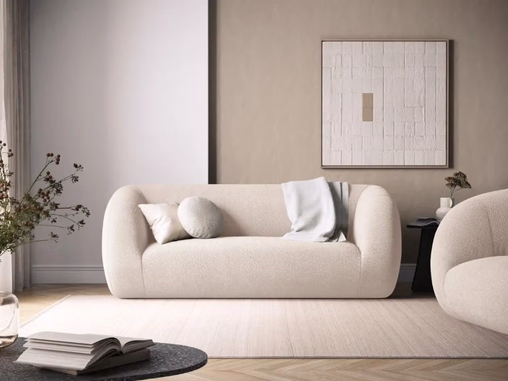 Divano 2 posti Essen di Cosmopolitan Design in bouclé beige L: 210 cm, P: 86 cm, H: 95 cm – 2