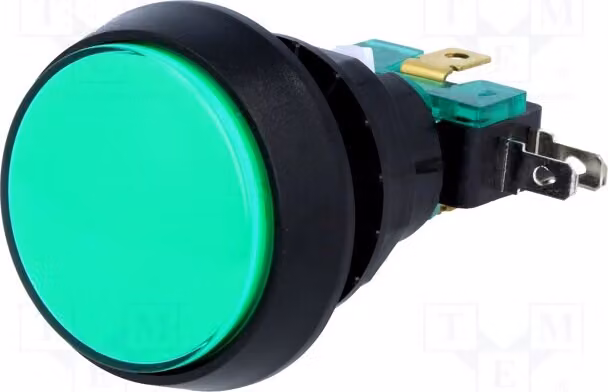 1 interruttore a pulsante, diametro: 44 mm, interruttore Stard, colore verde, funzione ON-(ON), 10A/250VAC, posizione: 2