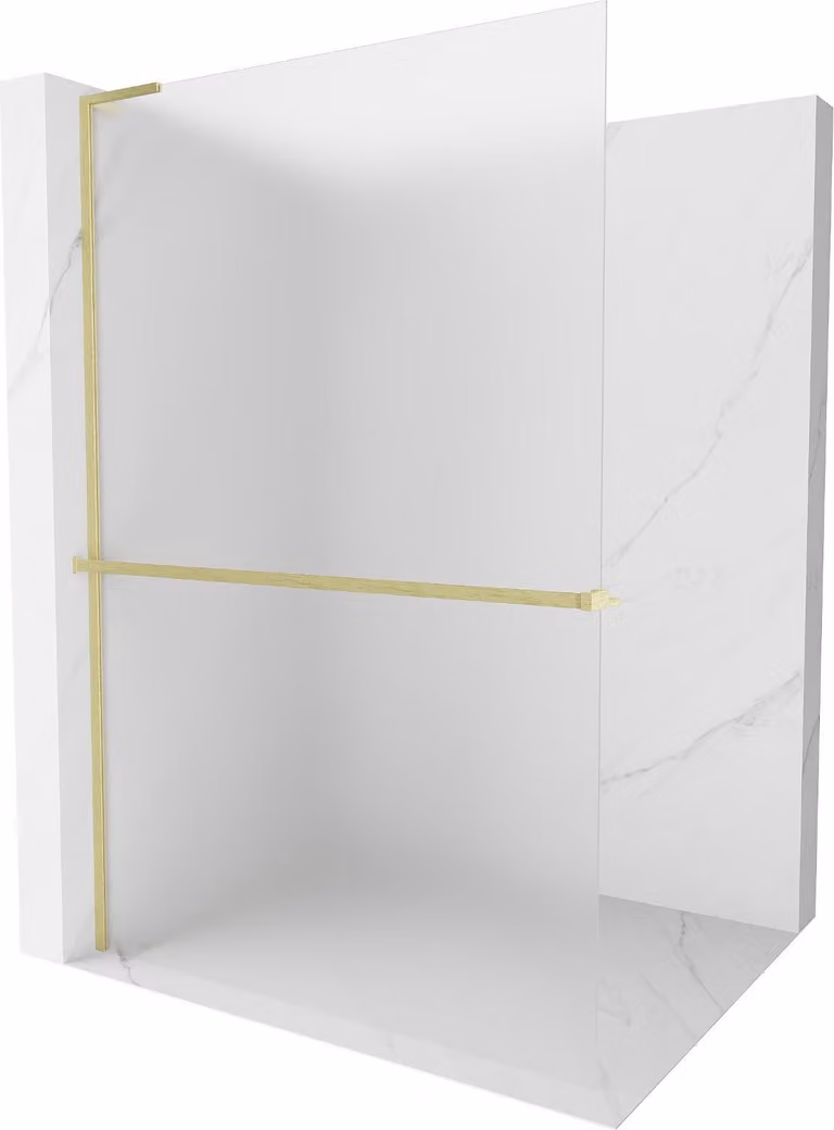 Mexen Kioto+ L parete doccia con mensola Walk-in 70 x 200 cm, brina, oro spazzolato - 800-070-123-55-30