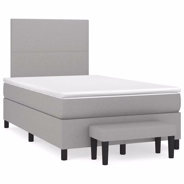 vidaXL Giroletto a Molle con Materasso Ibrido in Tessuto Grigio e Bianco L/P/H: 120 x 200 x 45 cm