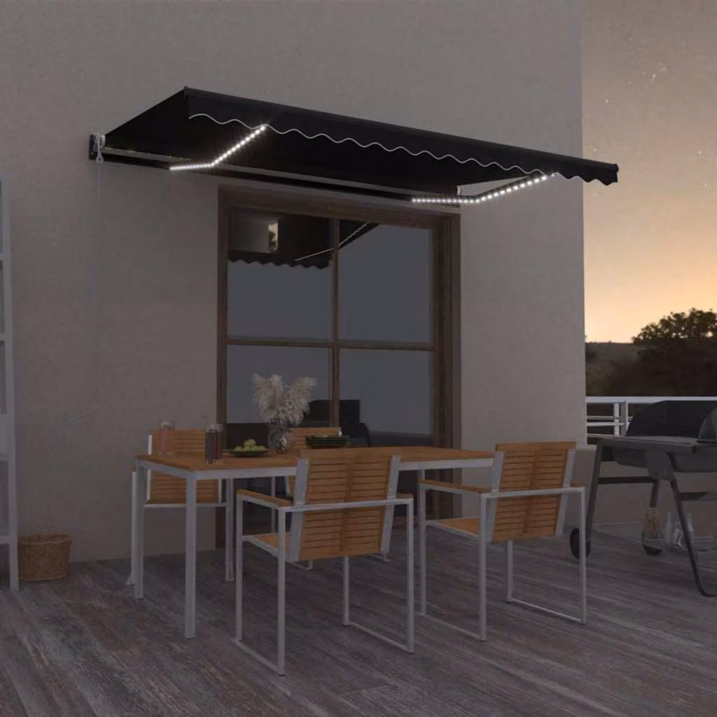 Tenda retrattile vidaXL in poliestere e alluminio, colore antracite, L: 450 cm x P: 350 cm, con telecomando