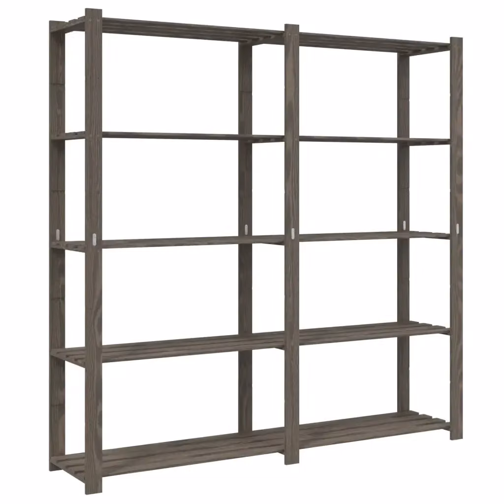 Scaffale a 5 Livelli vidaXL in Legno di Pino Grigio con Ripiani Regolabili L: 170 cm, P: 38 cm, H: 170 cm – 2