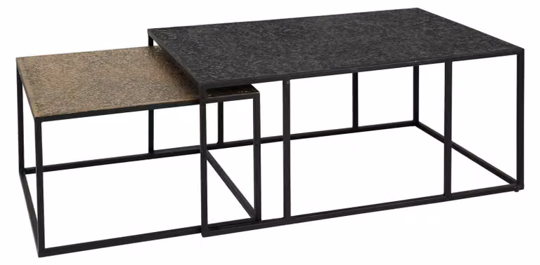 Tavolino FURNLUX nero metallizzato e oro 90 cm (2 pezzi) / Colore principale: nero / Dimensioni: 90 x 40 x 60 cm