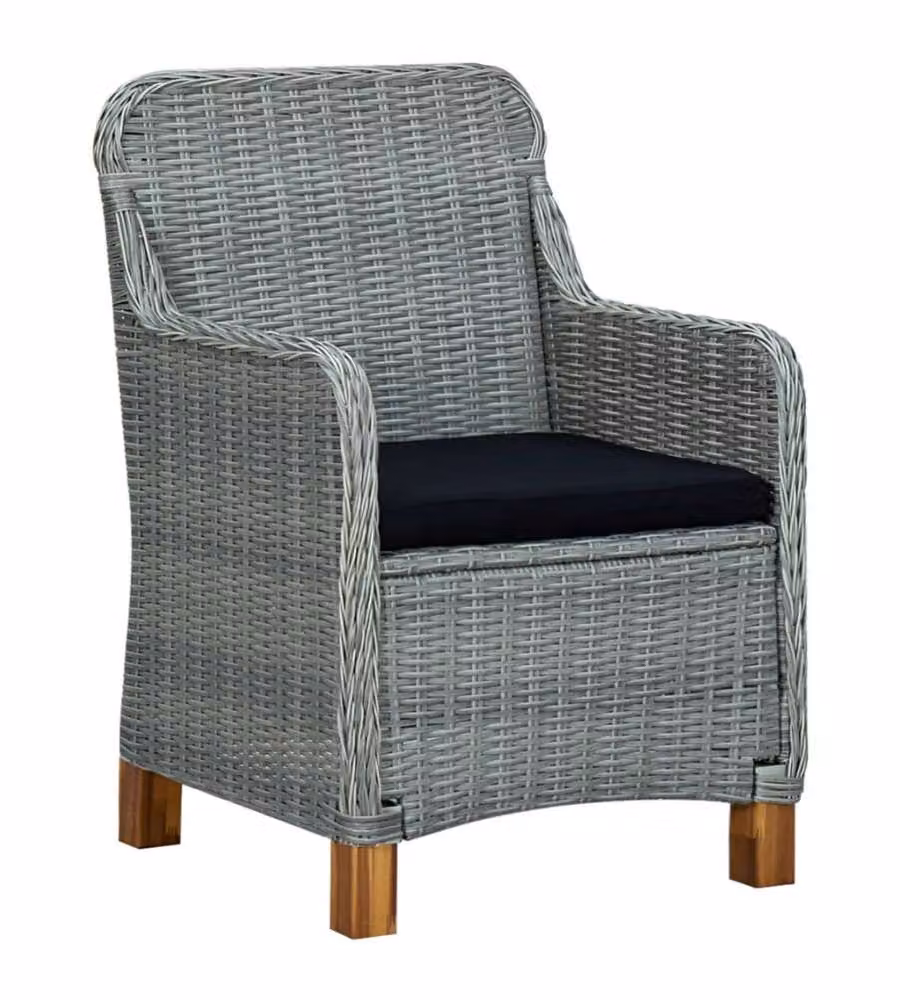 Sedie da Giardino con Cuscini 2 pz in Polyrattan Grigio Chiaro 313317