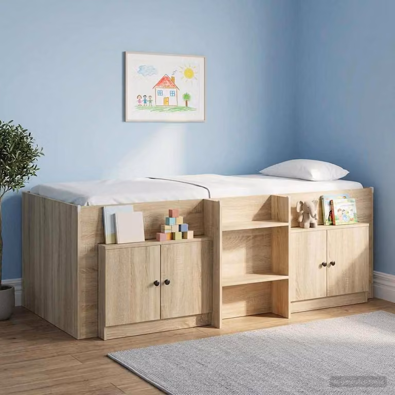 Set di 2 armadi da stoccaggio vidaXL per letto a soppalco con ante a battente in legno e MDF, colore marrone, L/P/H: 48 x 35 x 66 cm