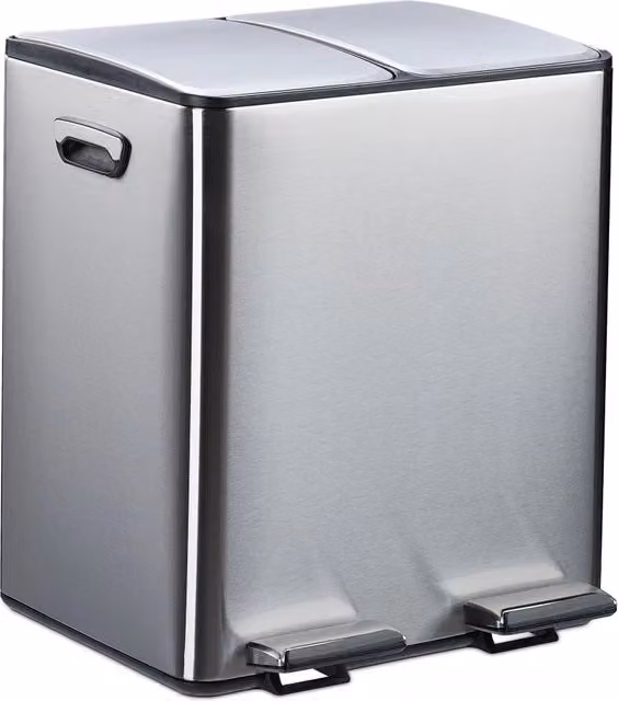 Pattumiera da cucina moderna con pedali raccolta differenziata 47 x 42 x 37 cm in ferro grigio 13_0017146