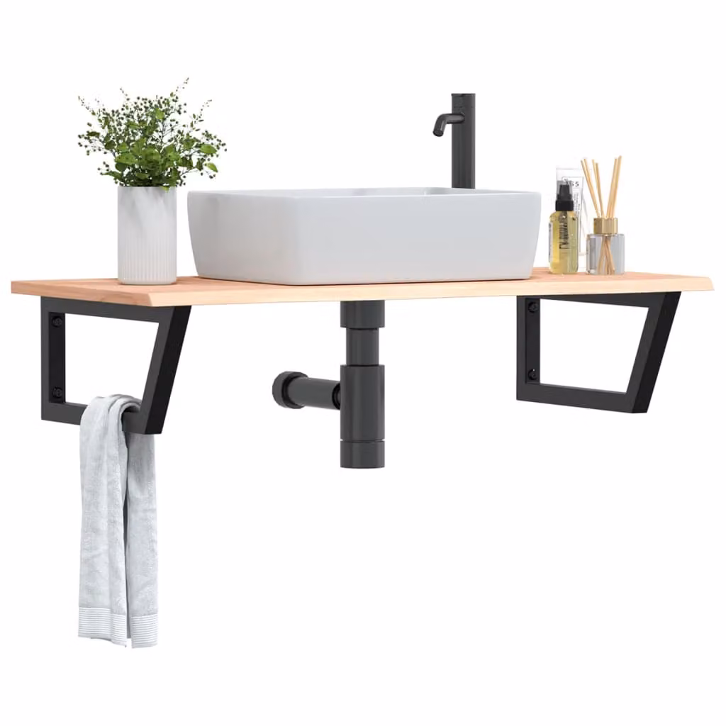 vidaXL Ripiano a Parete per Lavabo in Rovere e Metallo Nero e Marrone