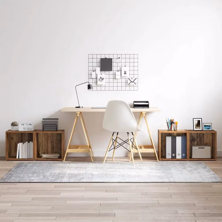 Set mobile TV vidaXL in stile rustico marrone in legno e MDF da 4 pezzi con montaggio a parete