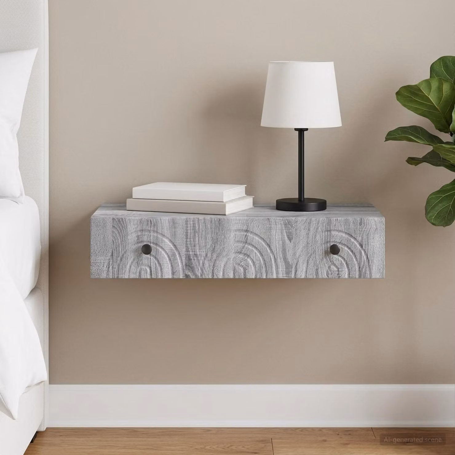 vidaXL Tavolino da Parete Laterale Moderno Grigio Sonoma L: 87,5 cm, P: 34,5 cm, H: 17 cm