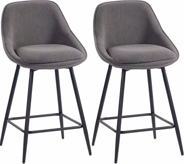 Sgabelli da bar 88 cm grigi in poliestere e acciaio girevoli, set da 2