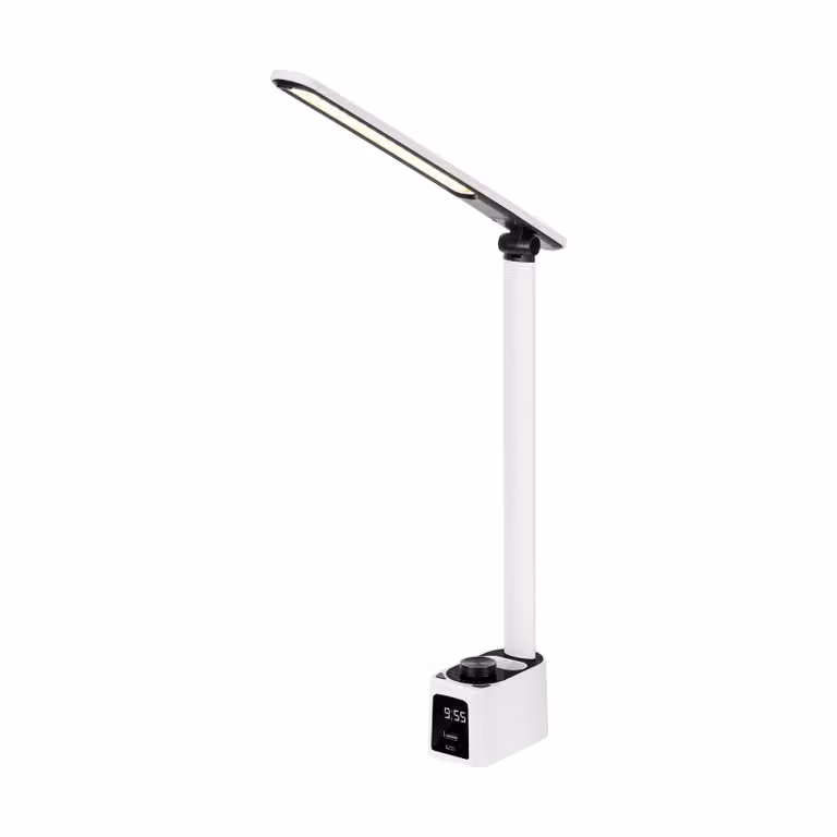 Rebel KOM1019 Lampada da tavolo con orologio, 72 LED, bianco