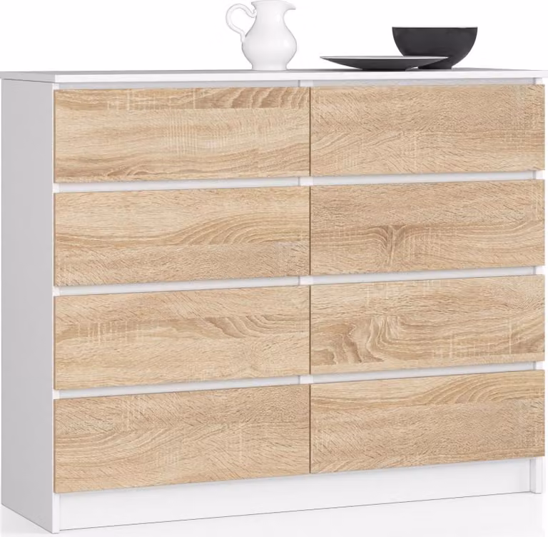 Akord Cassettiera Con Cassetti Bianca/Rovere Sonoma 120X40X99