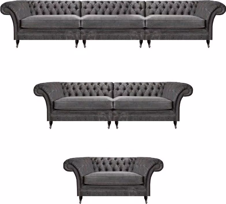 Edles Chesterfield Set Designer Polstermöbel Sofagarnitur 3tlg Sitzmöbel