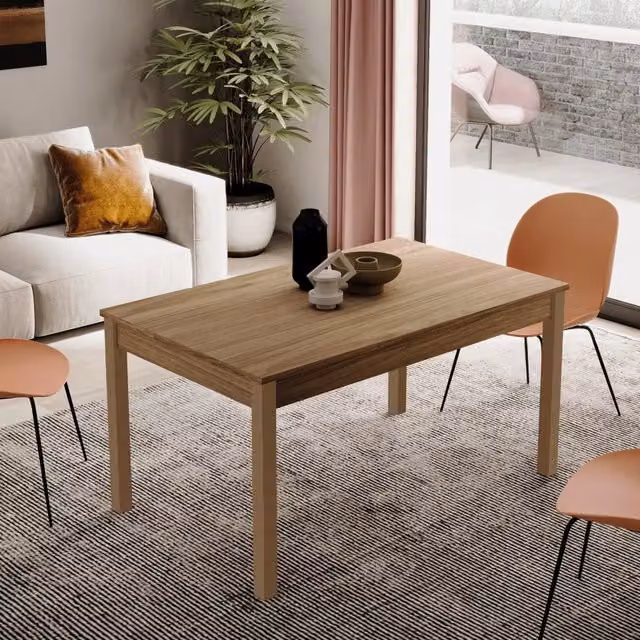 Tavolo pranzo allungabile Noce Naturale in legno nobilitato cm 80x120-160