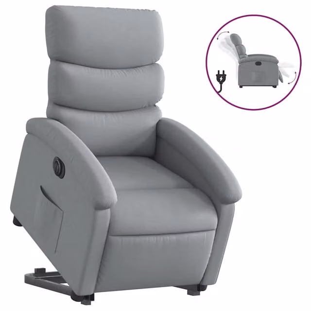 Poltrona | Sedia Relax Reclinante Alzapersona Elettrica Grigio Chiaro Tessuto