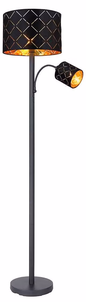 Lampada da terra, lampada da lettura Flexo, oro nero, H 162 cm