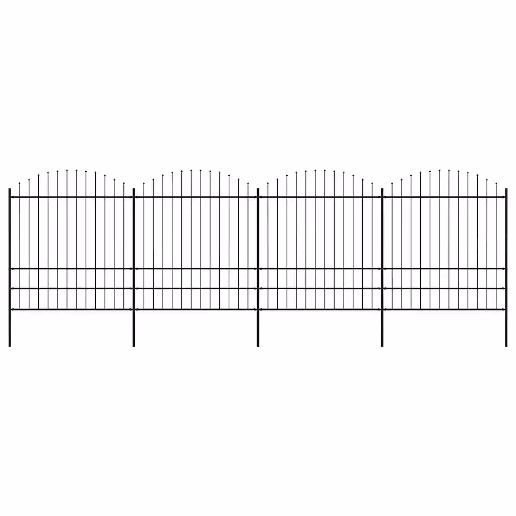 Recinzione da giardino con punta a lancia vidaXL in acciaio nero L: 671 cm, H: 200 cm