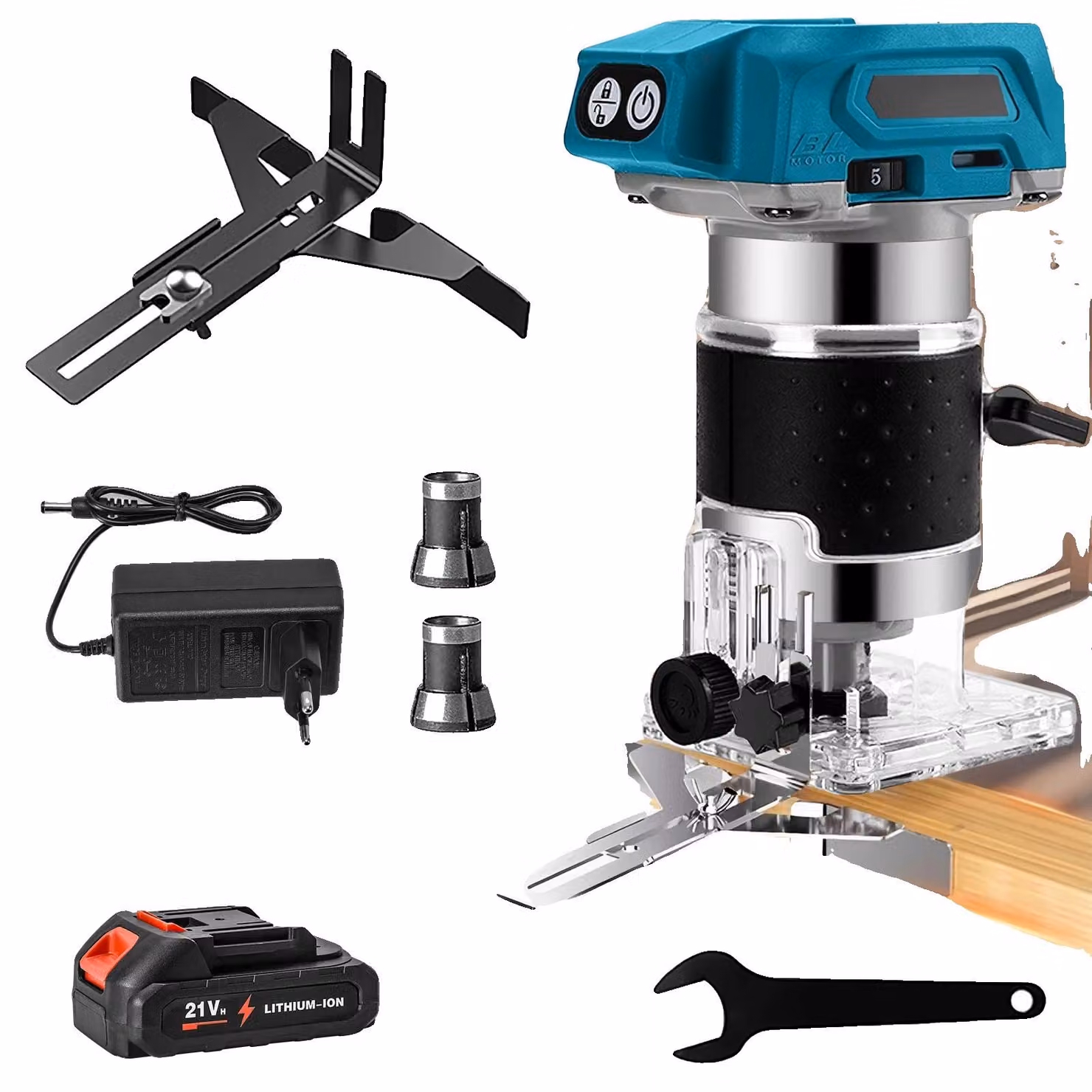 Fresatrice portatile, design compatto, taglio preciso. Include 1 batteria