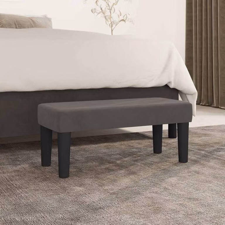 Panca moderna vidaXL in velluto grigio con struttura in legno L: 70 cm, P: 30 cm, H: 30 cm