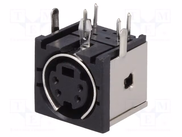 1 connettore mini-DIN a 4 pin, angolo a 90°, modello MDC-204, connettore a montaggio su circuito stampato, connettore morbido