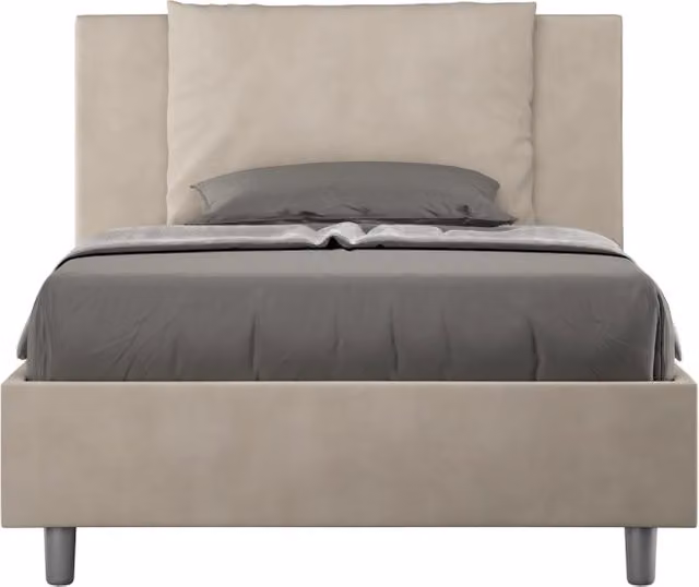 BS COM Letto una piazza e mezza senza rete imbottito 120x210 microfibra sabbia