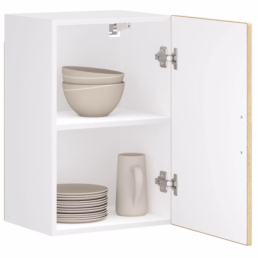 Pensile da cucina moderno vidaXL Porto in legno marrone e bianco con ante a battente, L: 60 cm, H: 31 cm, P: 40 cm