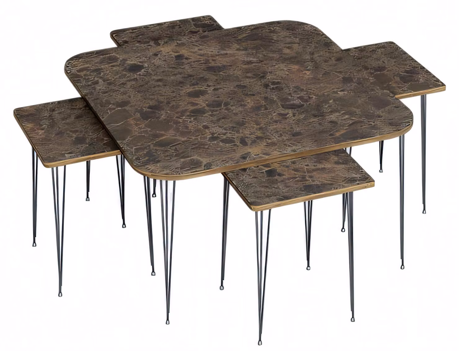 Eleganter Holz-Couchtisch mit Beistelltischen in Braun, modernes