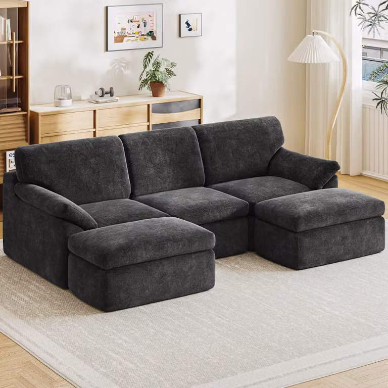 Divano ad angolo - Divano da salotto largo 240 cm - Divano a L - Confezionato sottovuoto - Con superficie di riposo - Divano letto - Non richiede montaggio - Set di cuscini incluso