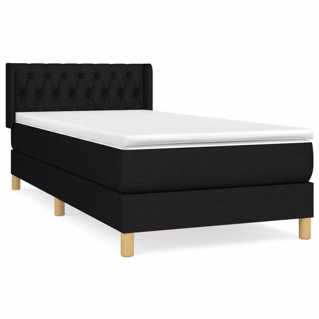 Letto Ibrido vidaXL con Giroletto a Molle e Materasso in Tessuto Nero e Bianco L/P/H: 90 x 190 x 30 cm – 2