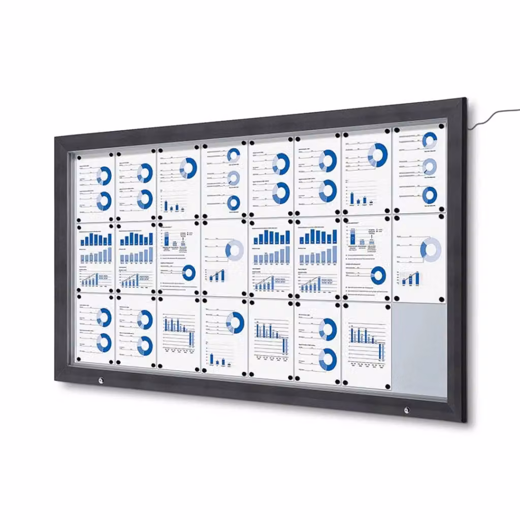 Bacheca da esterno con apertura a ribalta GIORDANOSHOP in alluminio, L: 190,5 cm, H: 106,7 cm, P: 4,7 cm, colore antracite o bianco – 2