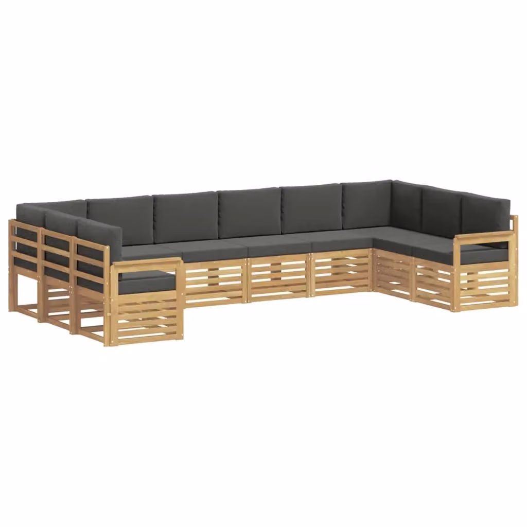 Set di divani da esterno a forma di U vidaXL in legno di acacia con cuscini, Bianco e Antracite – 2