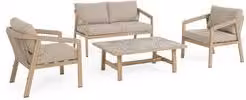 Set da esterno Bizzotto KALIMERA da 5 posti in alluminio verniciato e poliestere beige con cuscini inclusi
