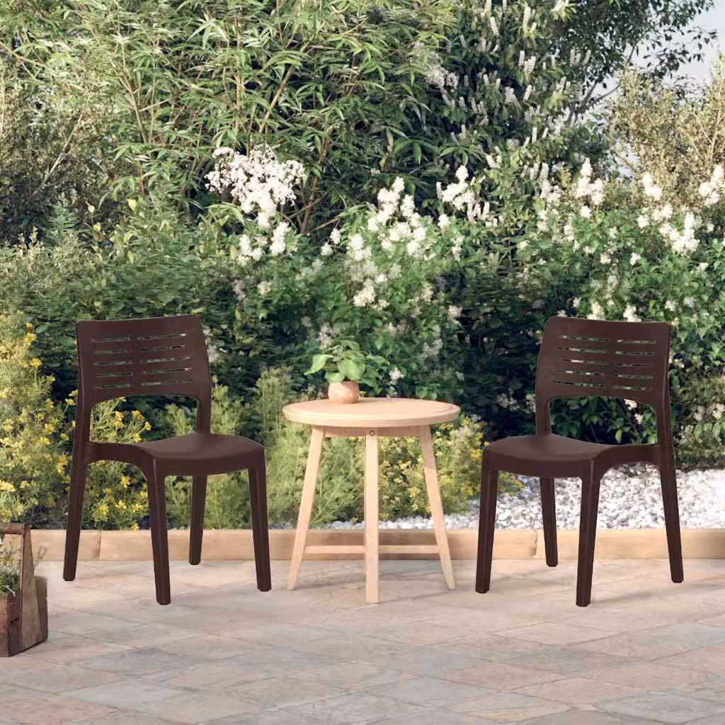 Set di 2 sedie da giardino impilabili vidaXL in polipropilene marrone moka