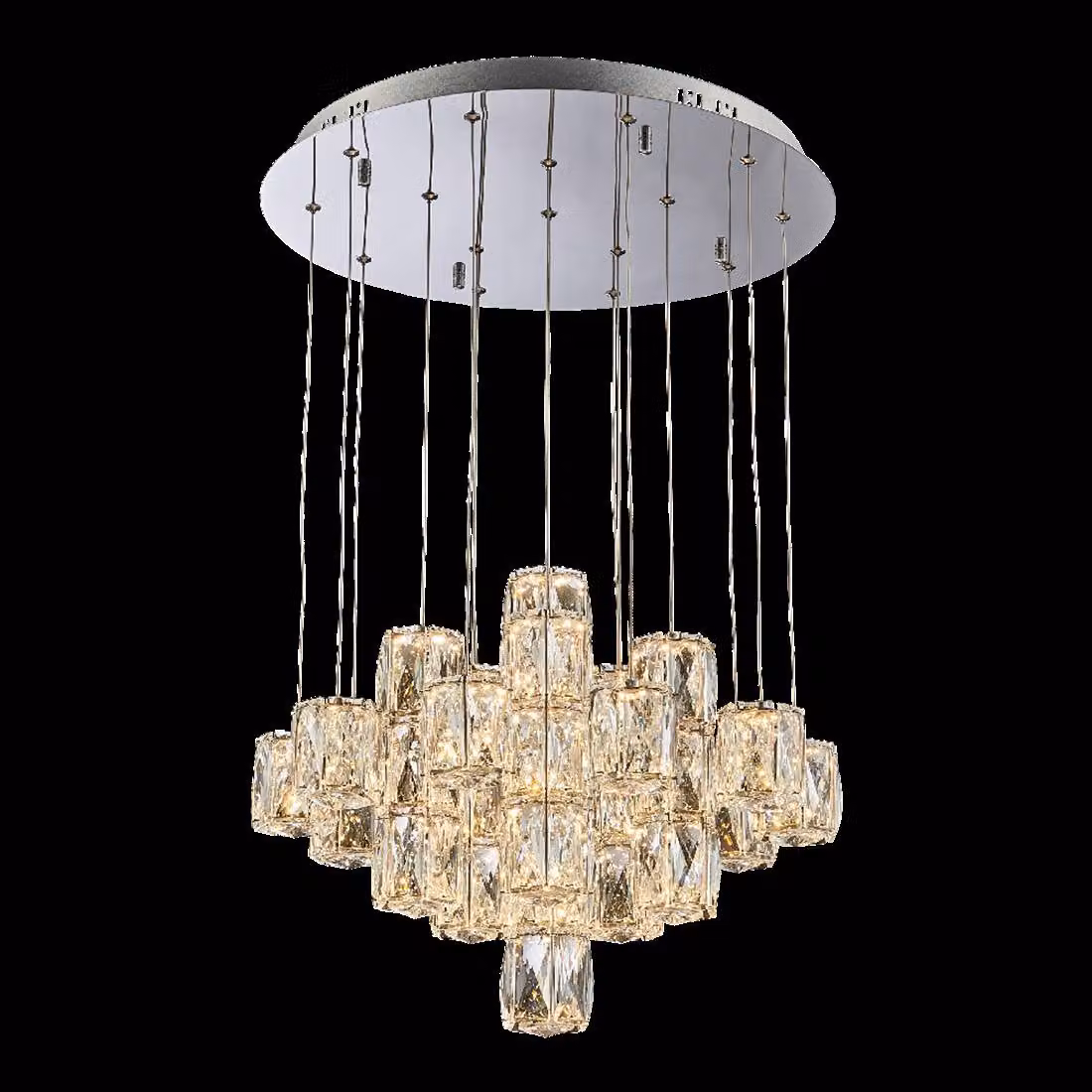 Lampada a sospensione LED POLAR 90W, 3000K, acciaio inox argento/chiaro, Ø: 50 H: 140 cm