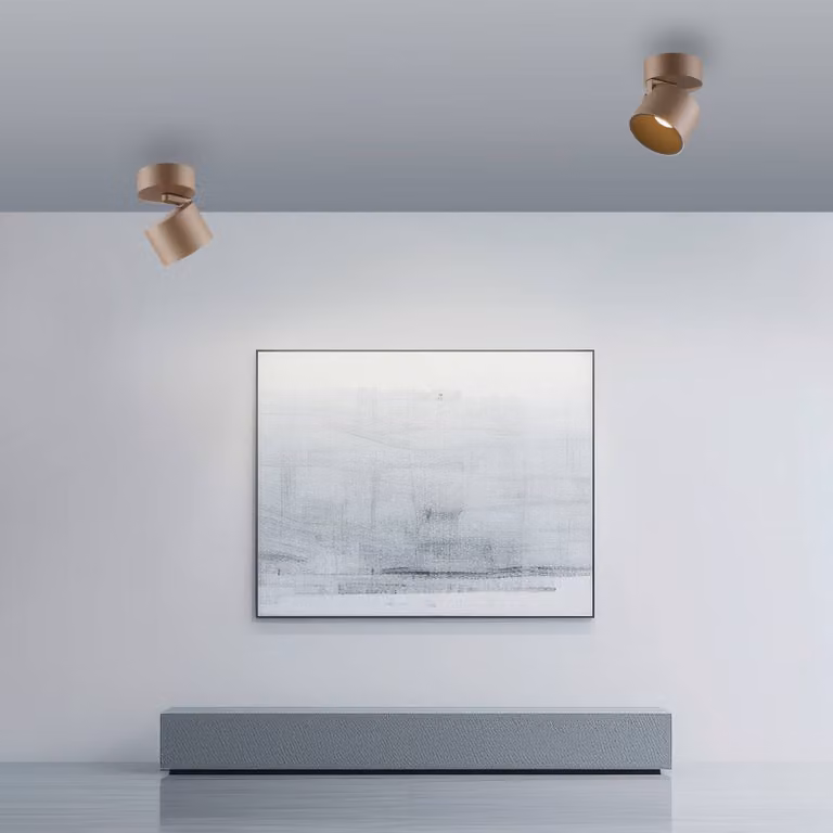 PURE Faretto da soffitto LED Cup, color bronzo, Ø 9,5 cm, metallo dimmerabile, Bronzo / Ottone antico, Soggiorno / Sala da pranzo, Metallo, Moderno