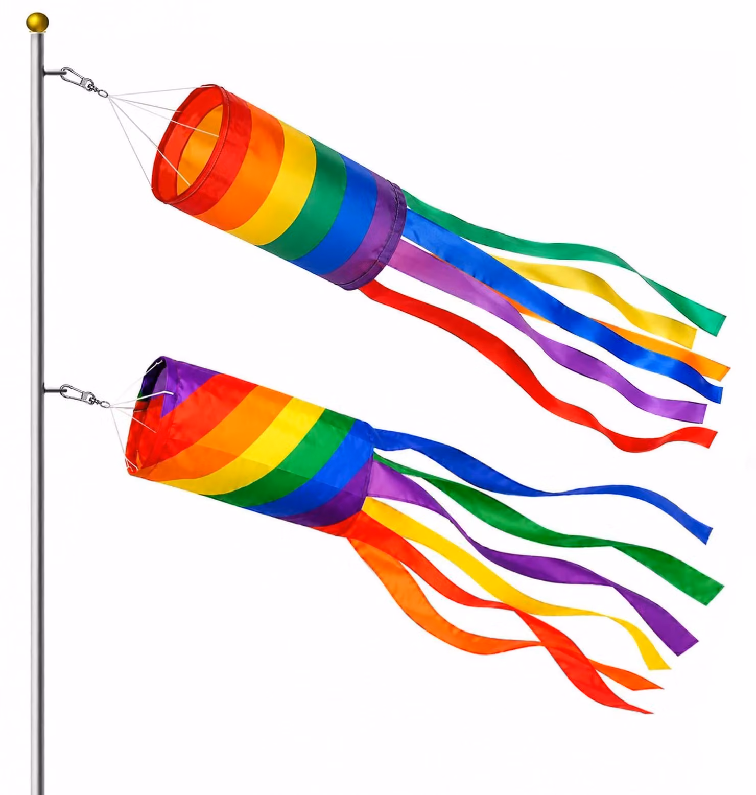 Set di 2 bandiere decorative, motivo arcobaleno, 100 cm, in poliestere, per uso esterno