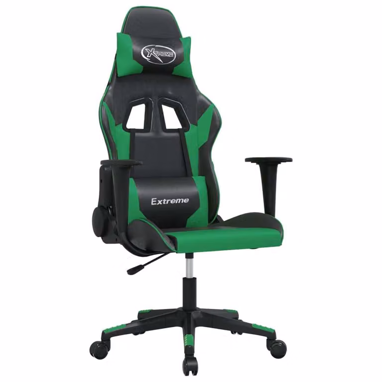 Sedia da Gaming Nera e Verde in Pelle finta