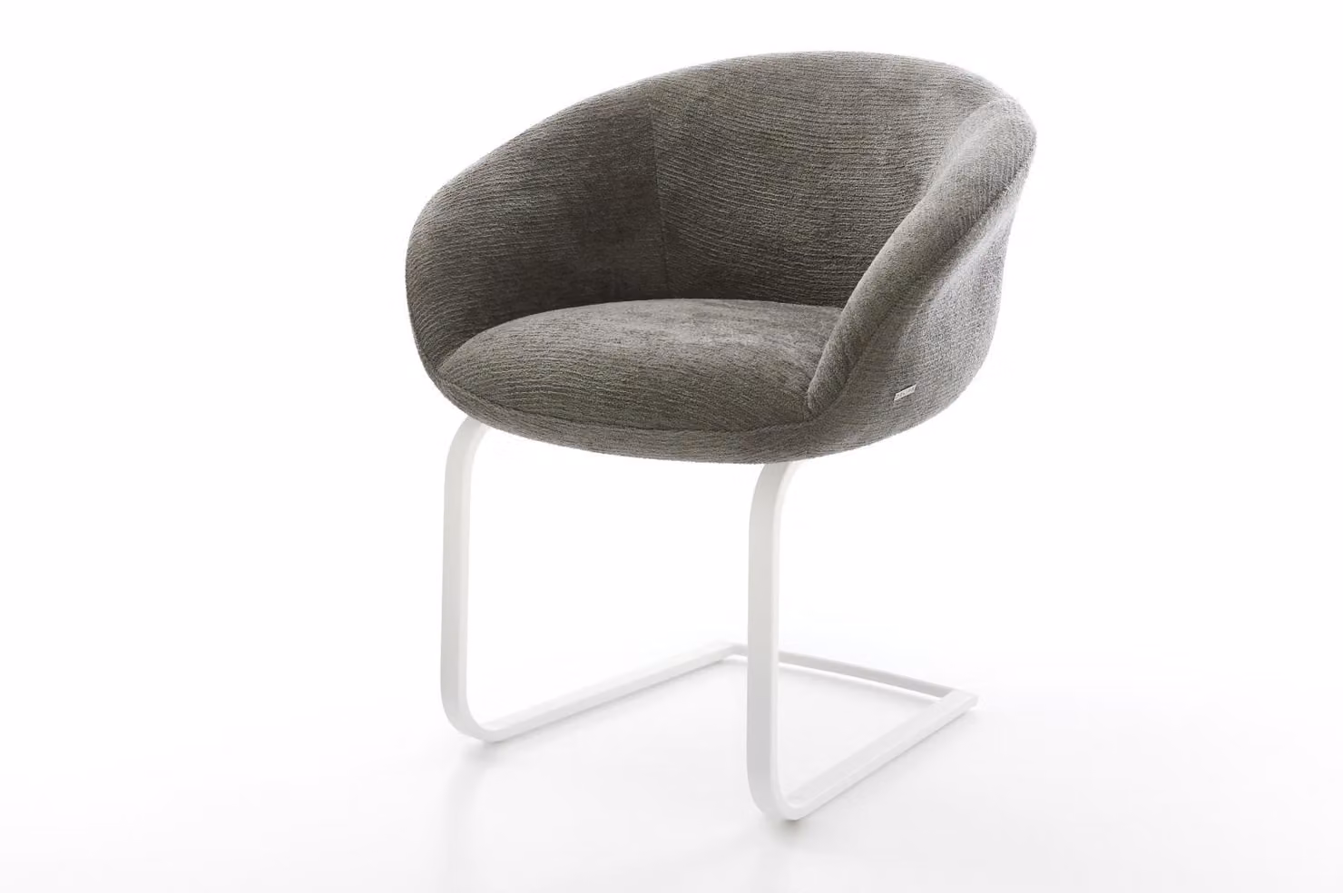DELIFE Sedia a sbalzo Vinka-Flex con braccioli Bouclé Soft Mud Sedia a sbalzo piatta White Nucleo a molle tascabili