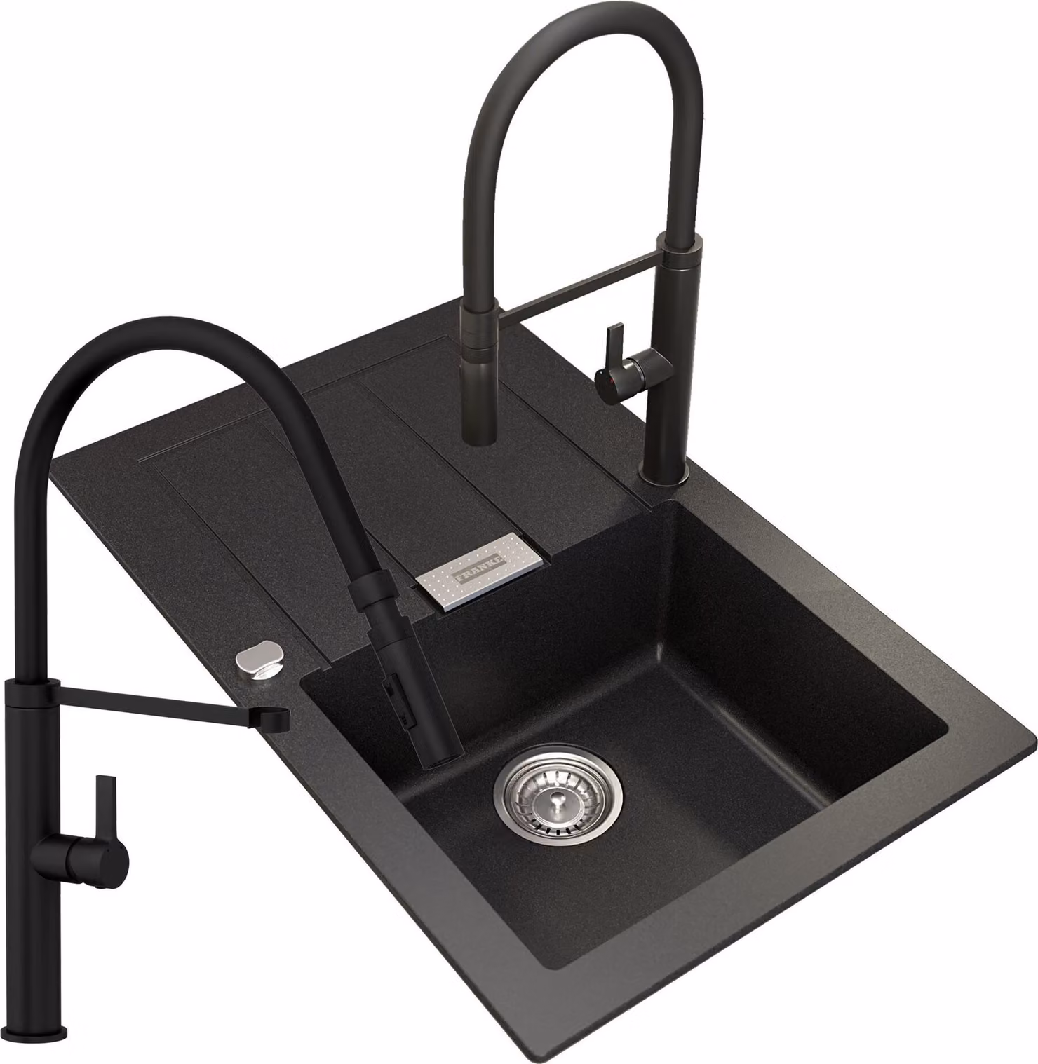 Granitan - Lavello in acciaio inossidabile - Lavello da cucina - Lavello 50x78 cm - Nero - con rubinetteria - Vasca lavello - SIRIUS