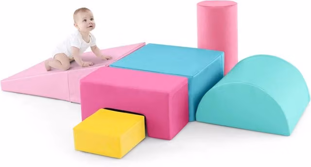 Set di 6 blocchi didattici per arrampicata in schiuma rosa con rivestimento similpelle L: 60 cm, P: 40 cm, H: 20 cm