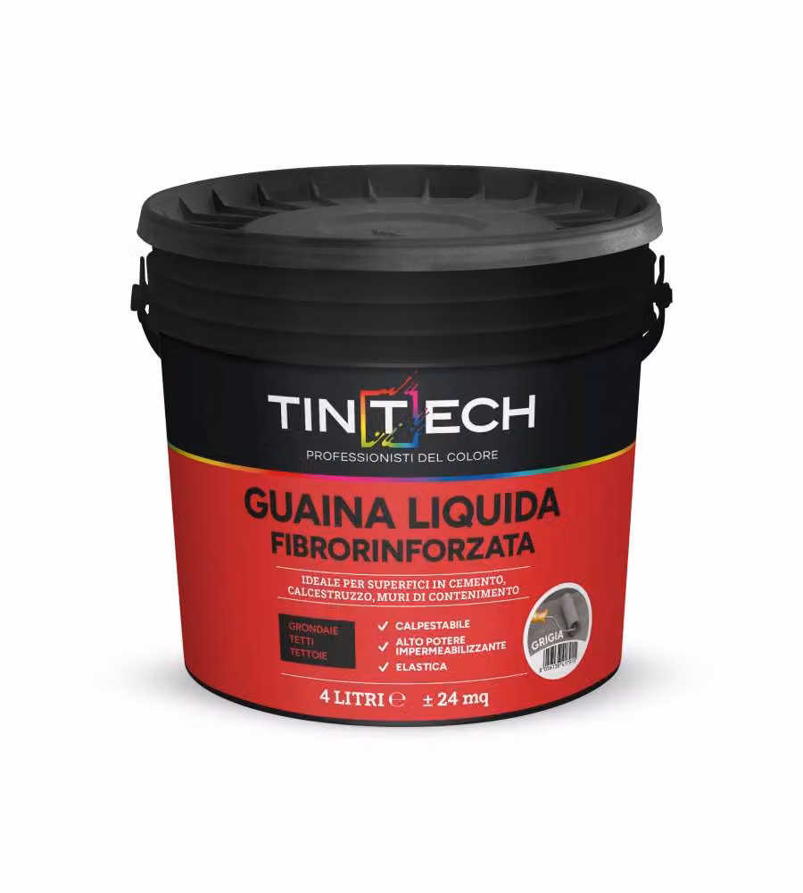 Tintech Guaina liquida fibrorinforzata grigia 4 L impermeabilizzante