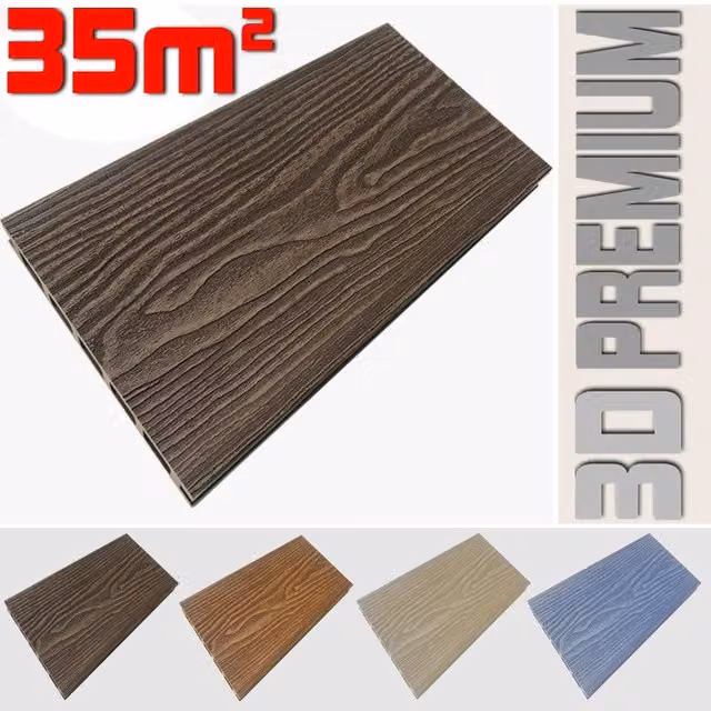 Listone WPC 3D LISTONIWPC per pavimentazione decking colore Chocolate effetto legno, L: 14,6 cm, Lunghezza: 220 cm, Spessore: 2,5 cm, Copertura 35m² – 1