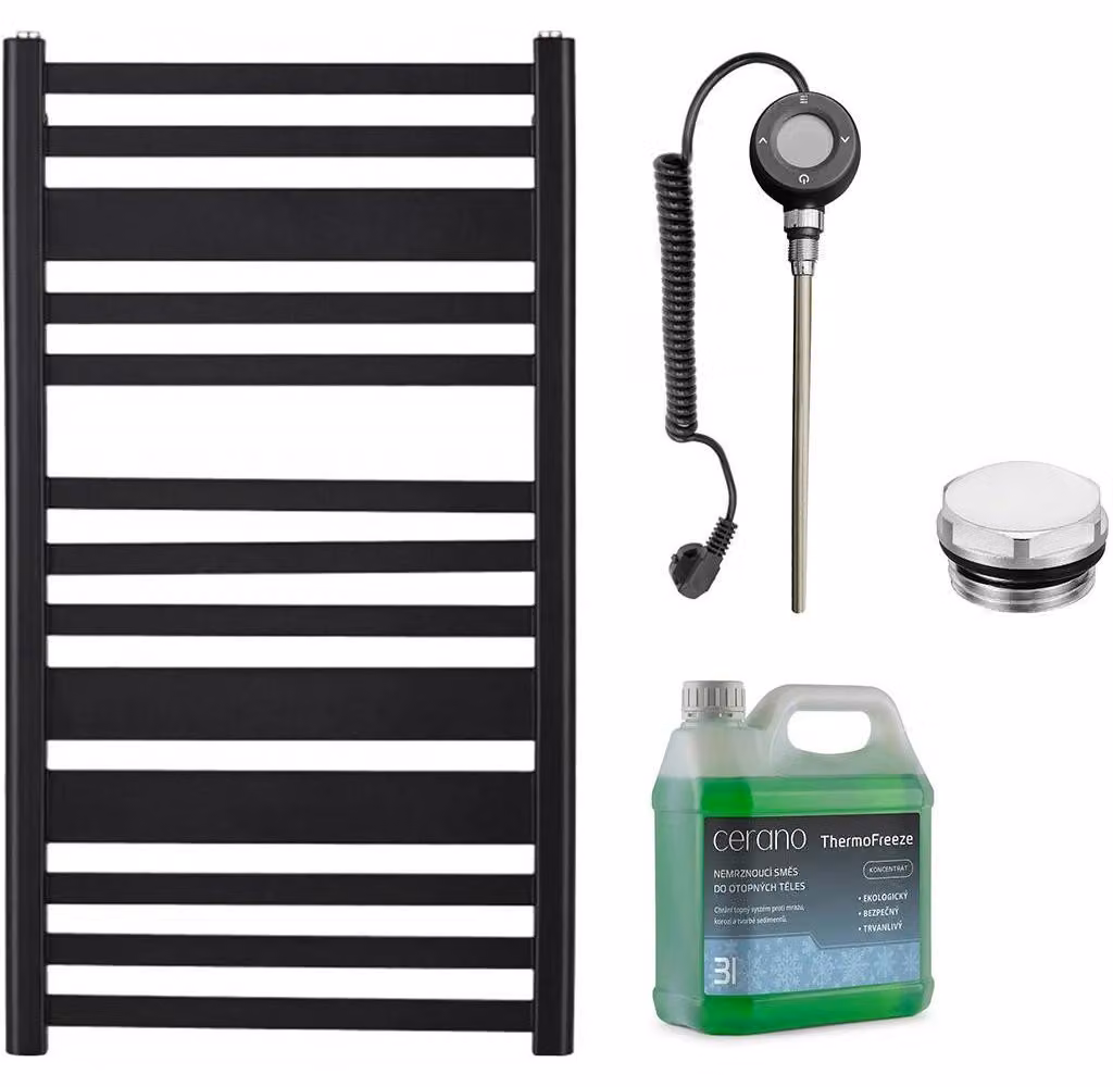 CERANO - Set di radiatori elettrici da bagno Enrico - Wi-Fi - 300 W - nero opaco - 970 x 550 mm