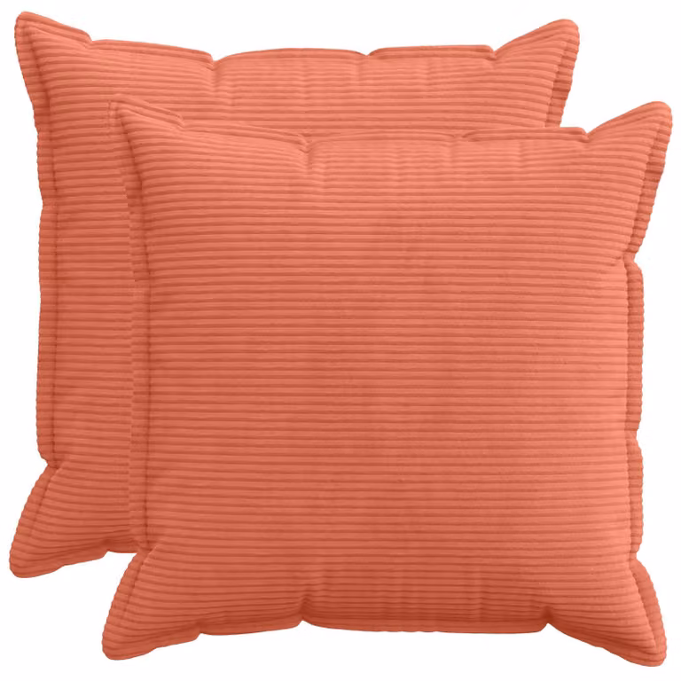 Set di 2 federe vidaXL HOUTEN in velluto a coste, colore rosso arancio, L 55 cm x P 55 cm