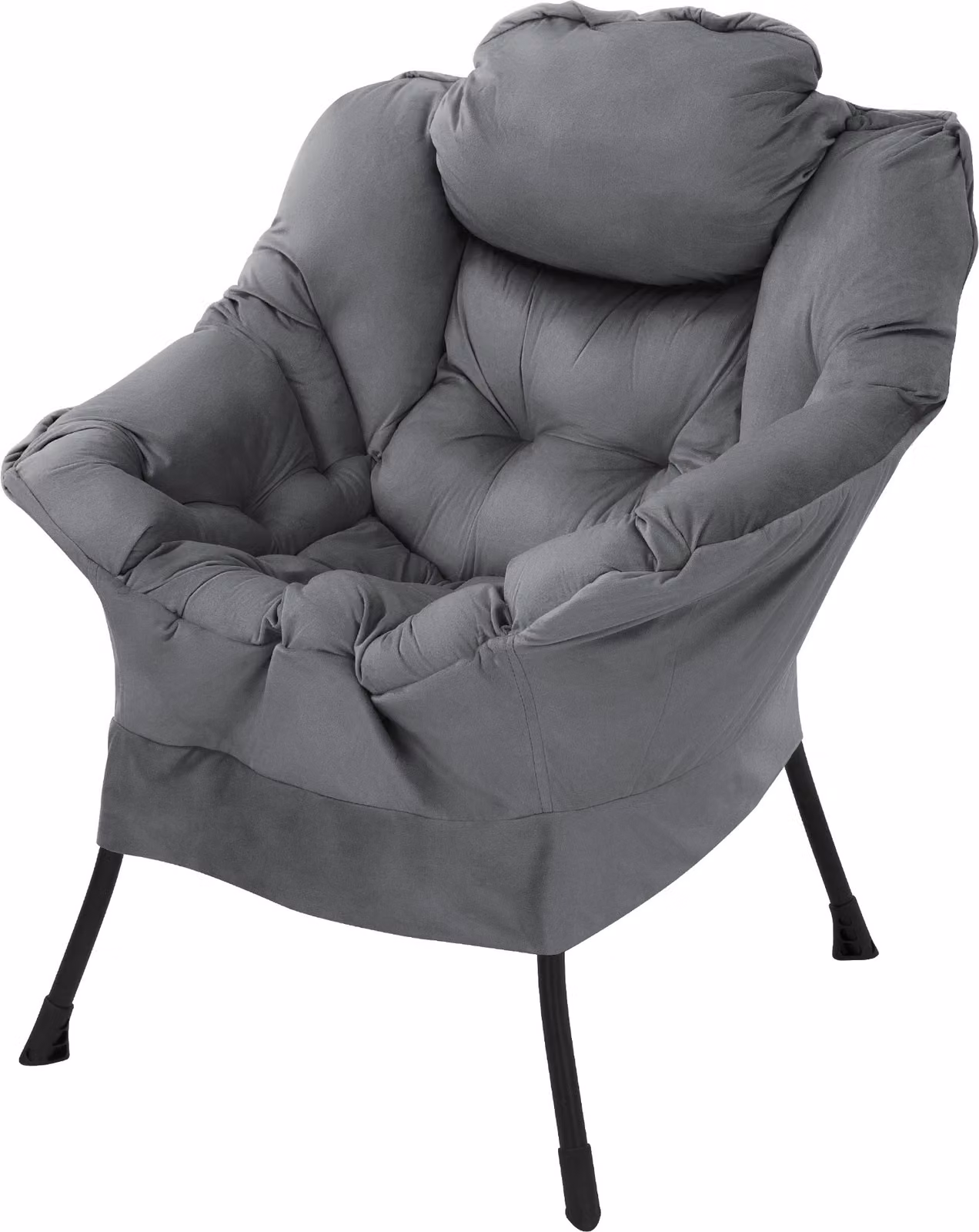 Poltrona ML-Design per soggiorno, poltrona relax con braccioli, poltrona da lettura confortevole, poltrona TV con cuscino poggiatesta, poltrona lounge, poltrona imbottita per TV, colore antracite