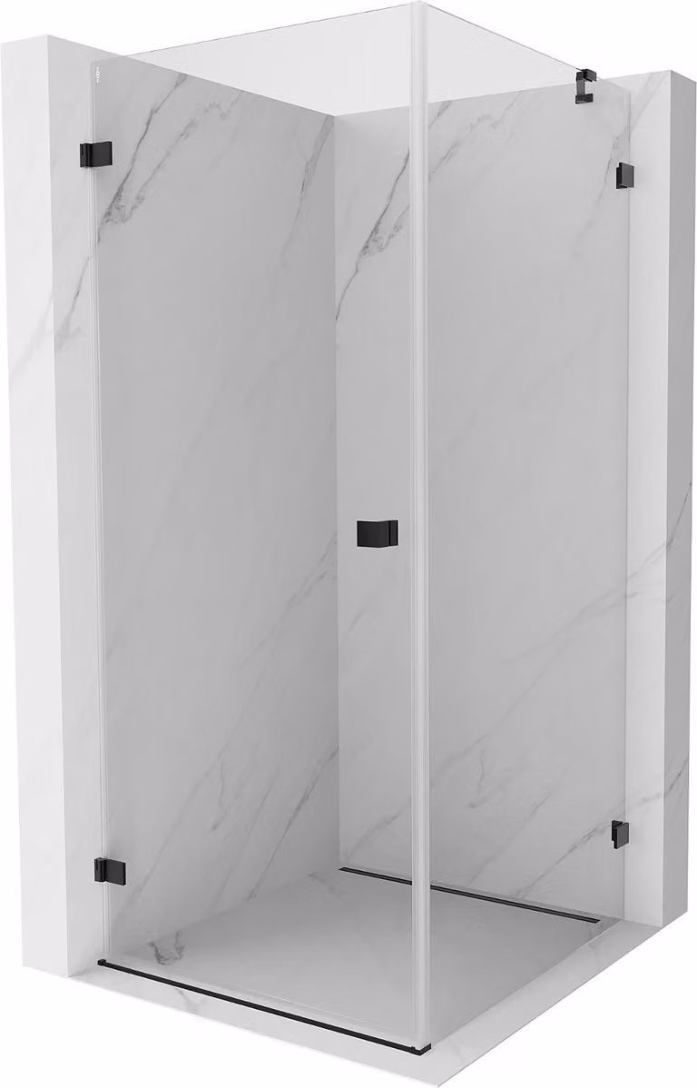 Mexen Lunar-B cabina doccia battente sinistra 100 x 100 cm, trasparente, nera - 832-100-100-70-00-L