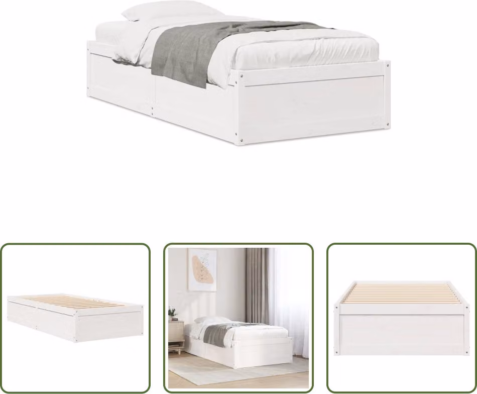 The Living Store Letto in legno massiccio senza materasso bianco 90x190 cm in legno di pino