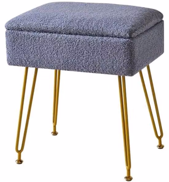 Pouf con funzione seduta - Sgabello imbottito blu, con spazio interno - 40x30x47 cm