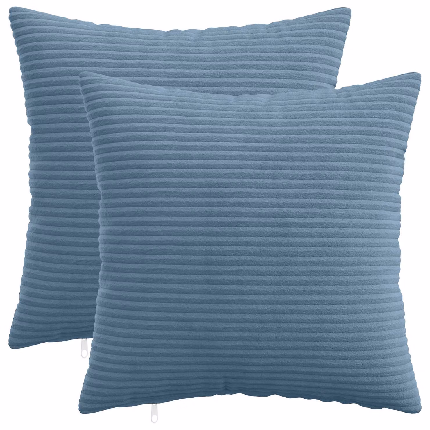 Set di 2 federe vidaXL HEERLEN in velluto a coste blu, L 45 x L 45 cm