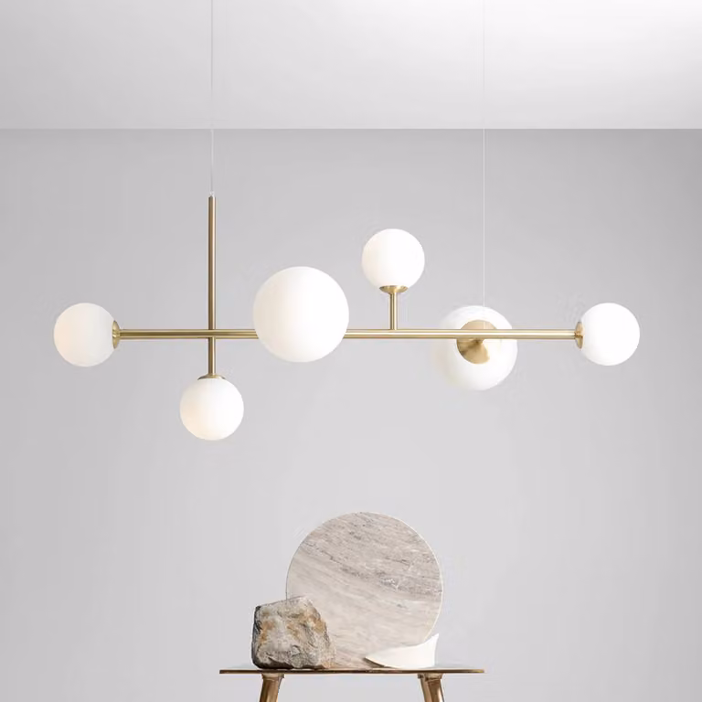 Lampada a sospensione in vetro Joel ALDEX, dimmerabile, Ottone / Oro, Soggiorno / Sala da pranzo, Metallo, Lampada a sospensione
